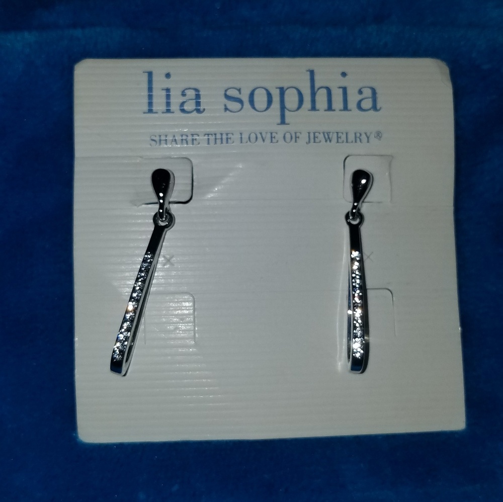 Lia Sophia Drop Crystal Silver Earrings